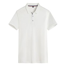 Men's Comfort Polo Shirt Casual Business Style Solid Color Logo Short Sleeve Top