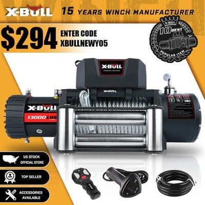 X-BULL Electric Winch 13000lbs 12V Steel Cable Truck Trailer Off-Road SUV 4WD