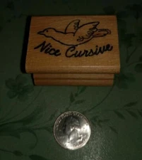 NICE CURSIVE Teacher's Wood Mounted Rubber Stamp FEARLESS DESIGNS SCHOOL EUC HTF