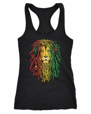 Damen Tank-Top Löwe Jamaica Reaggae Musik Rasta Lion Racerback Trägershirt