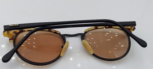 Vintage Police 1086 Black Tortoise Round Browline Sunglasses Italy FRAMES ONLY - Picture 7 of 7
