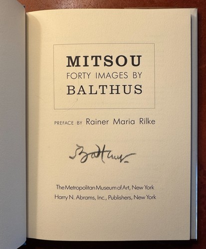 Firmado Mitsou: Forty Images por Balthus tapa dura 1984 Rainer Rilke Cat Cats 40 - Imagen 2 de 8