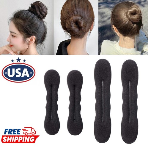 4 PACK Hair Donut Bun Maker Magic Styling French Chignon Ballet Sock Updo Tool - Picture 2 of 12