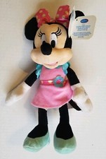 Disney Minnie Mouse Plush Pink Blue Dress Bow Vintage Doll 10"