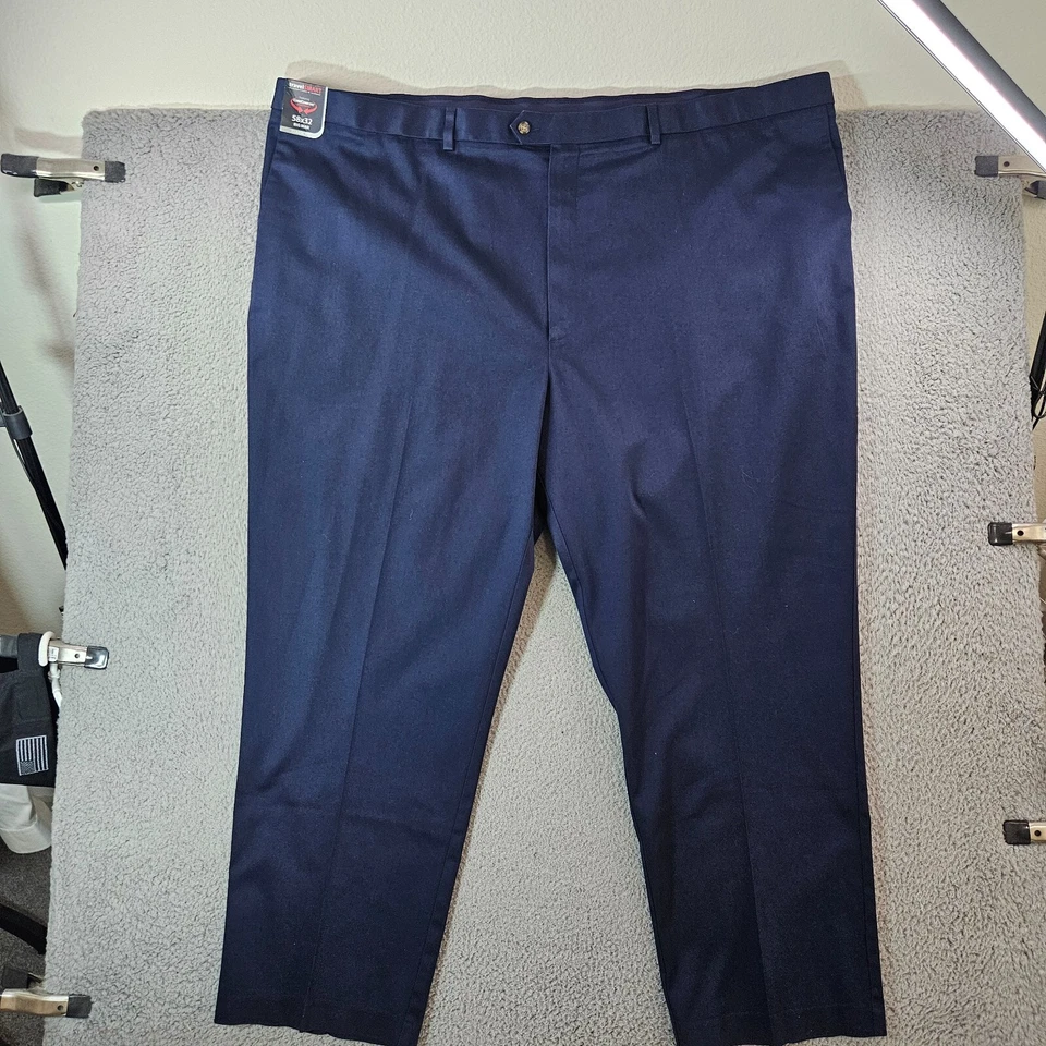 NWT Roundtree & Yorke Travel Smart Chino Pants Men 58 x 32 Flat Front Navy Blue - Image 3 of 4