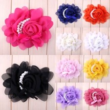 120P Chiffon Rose Pearl Fabric Pearl Flower Hair Accessories For Baby Headbands