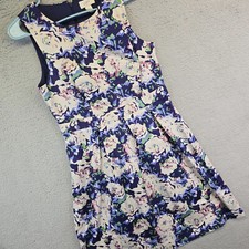 Ann Taylor LOFT Dress Womens 6 Fit N Flare Floral Pleated Colorful Summer Preppy