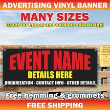 Event Business Name Advertising Banner Vinyl Mesh Sign Custom Details Birthday