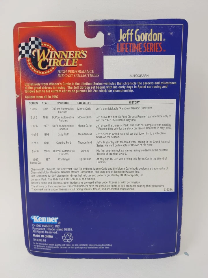 Jeff Gordon #24 Dupont Rookie Of The Year LifeTime Series #6 of 6 1993 Lumina - Image 2 of 4