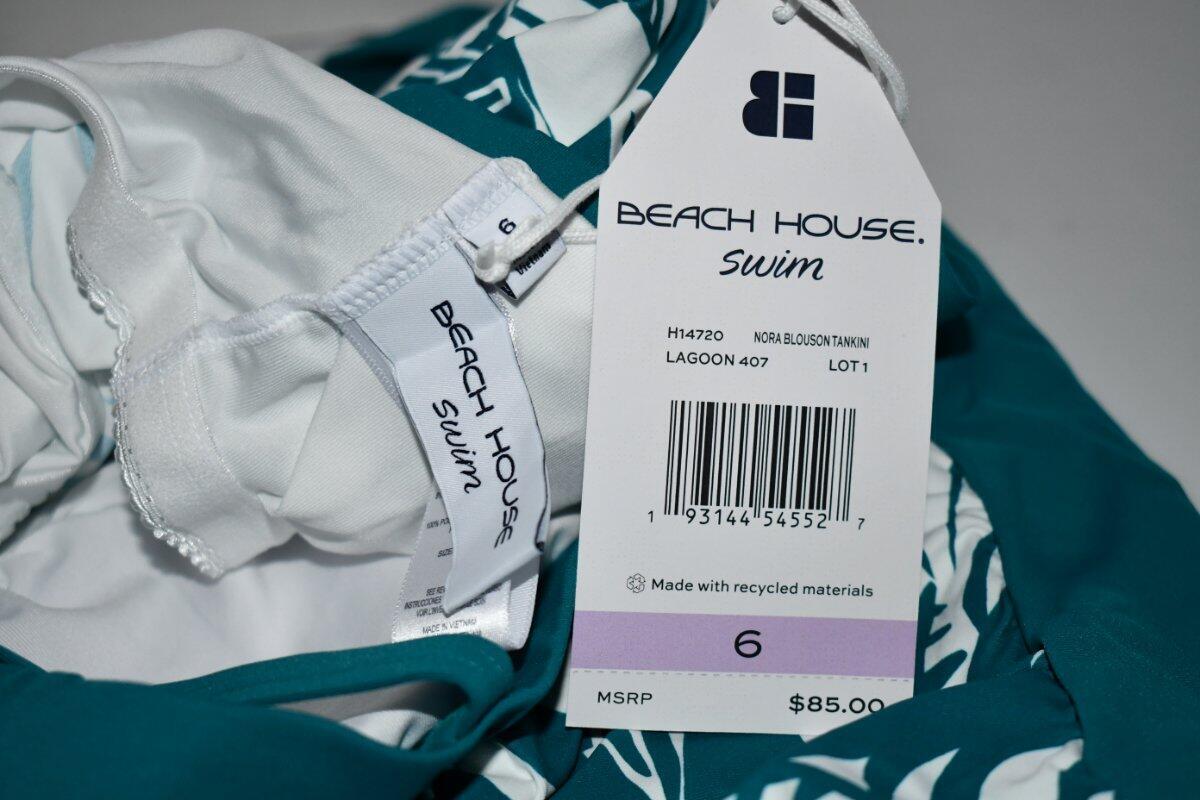 Beach House Palm Darcy Blouson Tankini Swim Top Size: 6 #H14720