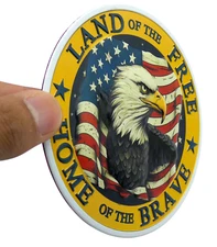 ALUMINUM Land Of The Free Decal Sticker - Patriotic, Army, Veteran 3.5"
