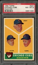 BB - 1960 Topps - #457 - Chicago Cubs Coaches - PSA 8 - NM-MT