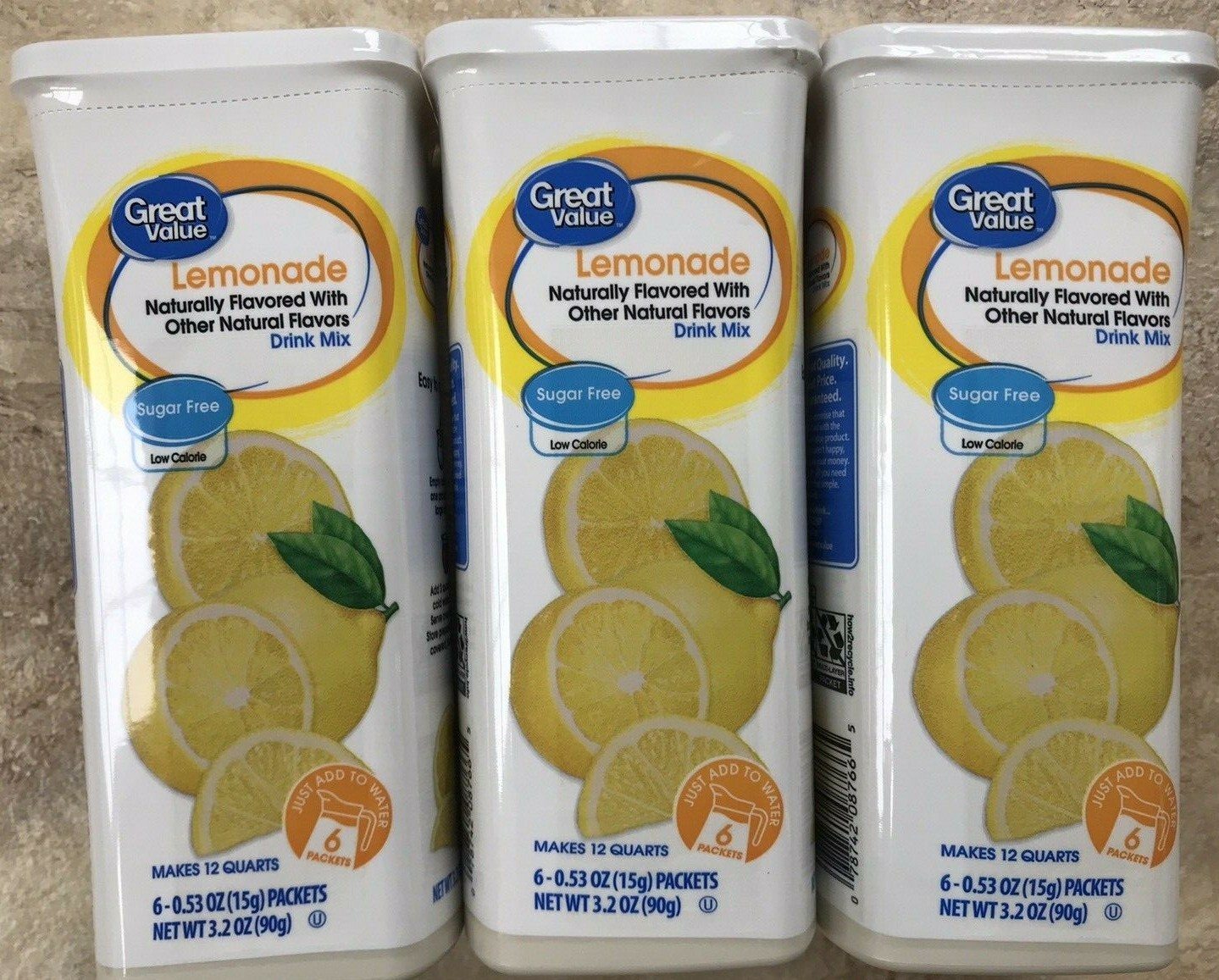 Great Value Lemonade Drink Mix 6 Packets Each Total 18 Packets