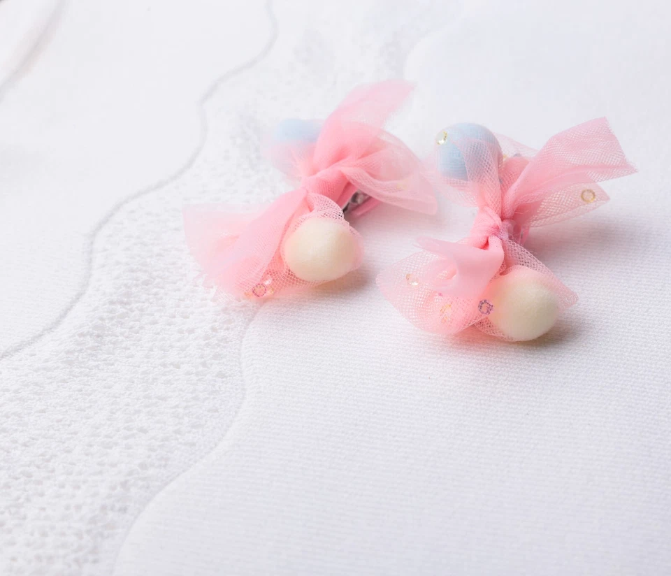 Pinza de pelo rosa concha de brillo sirena bebé niña niño pinza de arco pompón rosa Foto 4 de 4