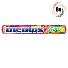 8x Rolls Mentos Assorted Fruit Flavor Chewy Mints | 14 Mints Per Roll | 1.32oz