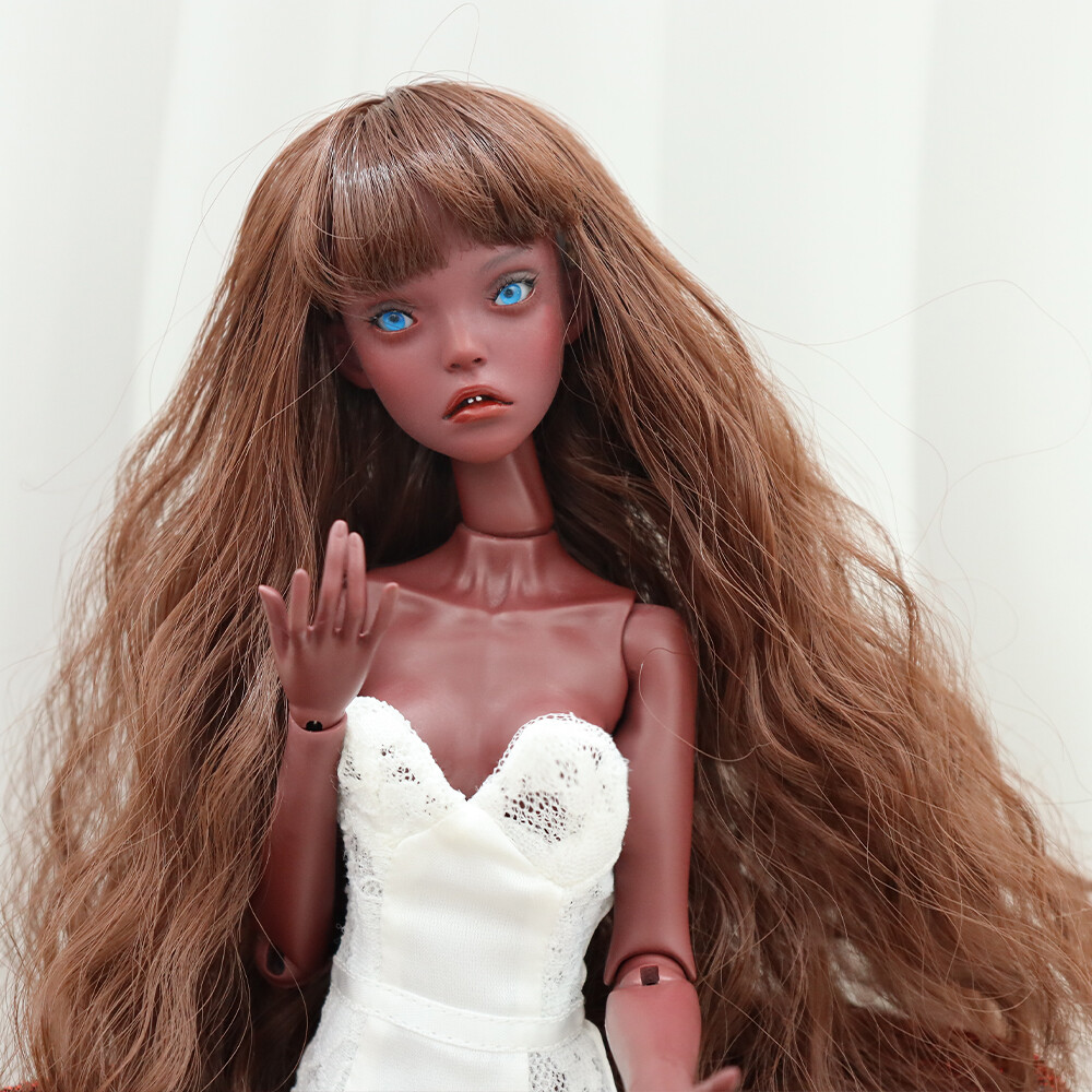 Full Set 1/4 BJD Doll Ball Jointed Doll Tan Skin Hair Clothes Makeup ...