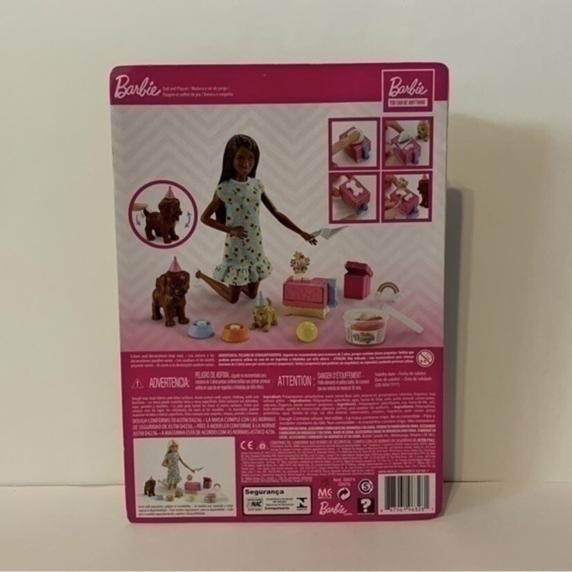 Mattel Barbie Doll PUPPY PARTY Pet Dog Birthday PLAYSET w/ Cake Party Hats NEW