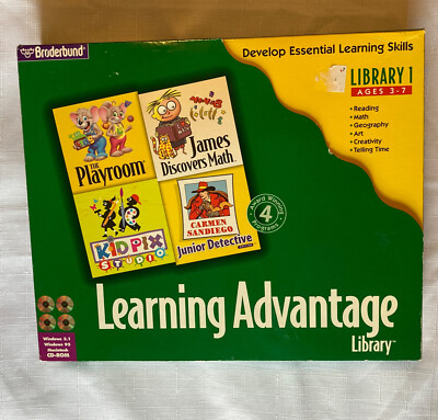 Brøderbund Learning Advantage Library CD-ROM Win 3.1 Win 95 Mac 3 of 4 Programs