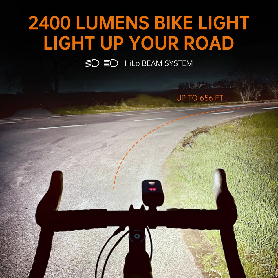 Ravemen PR2400 Luce Anteriore Bici Faro Bicicletta Fanale USB Ricaricabile OLED - Immagine 3 di 4