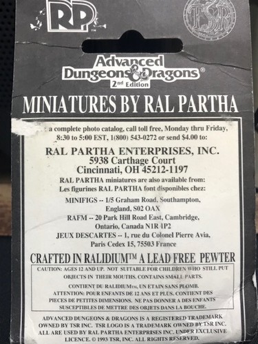 Dragon saphir vintage Ral Partha AD&D, 11-589 25 MM, sous blister scellé, neuf dans son emballage - Photo 3 sur 3