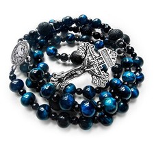 rosary beads catholic for men,Rosary Necklace for men with medal cross,Hand...