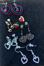 Lot Of 6 Pairs Of Heart Earrings