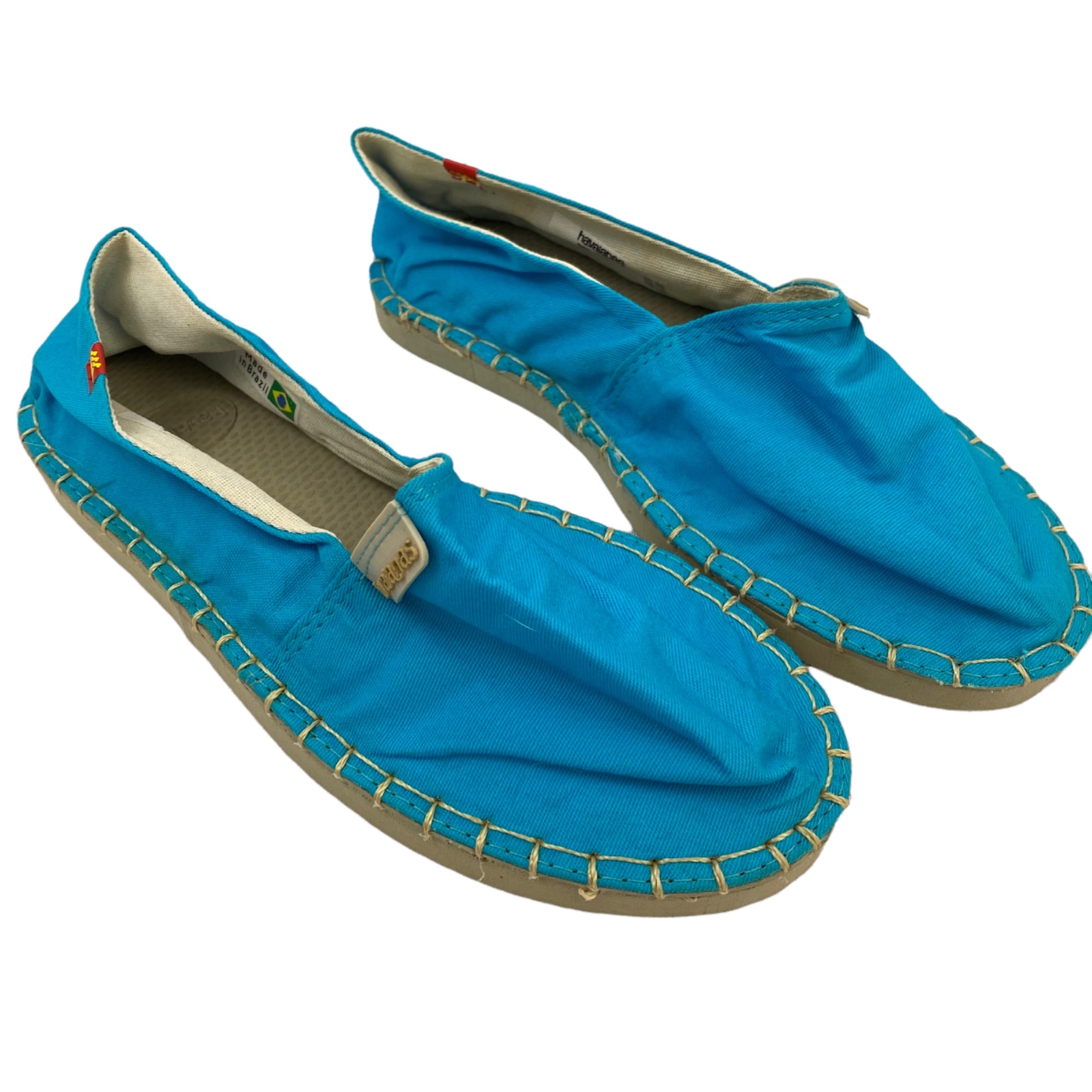 Havaianas Canvas u0026 Rubber Espadrille Slip On Shoes Turquoise Blue Women's  Size 5 | eBay