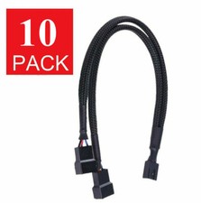 10PC 4-Pin PWM to Dual PWM Sleeved Computer Case Fan Power Y-Splitter Cable Wire