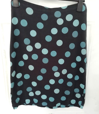 Adini Size S Skirt Navy Blue Light Blue Spot Circles Soft Stretchy Made in India