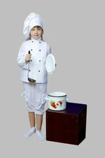 Childrens Costume Little Chef Hat+Coat+Breeches Boys Girls Your Logo Role Play