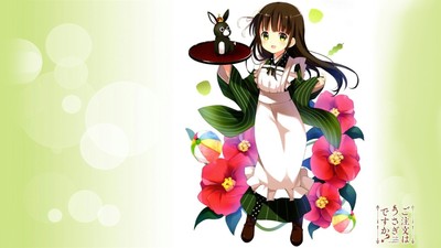 Anime girls gochuumon wa usagi desu ka ujimatsu chiya Gaming Mat Desk Pad