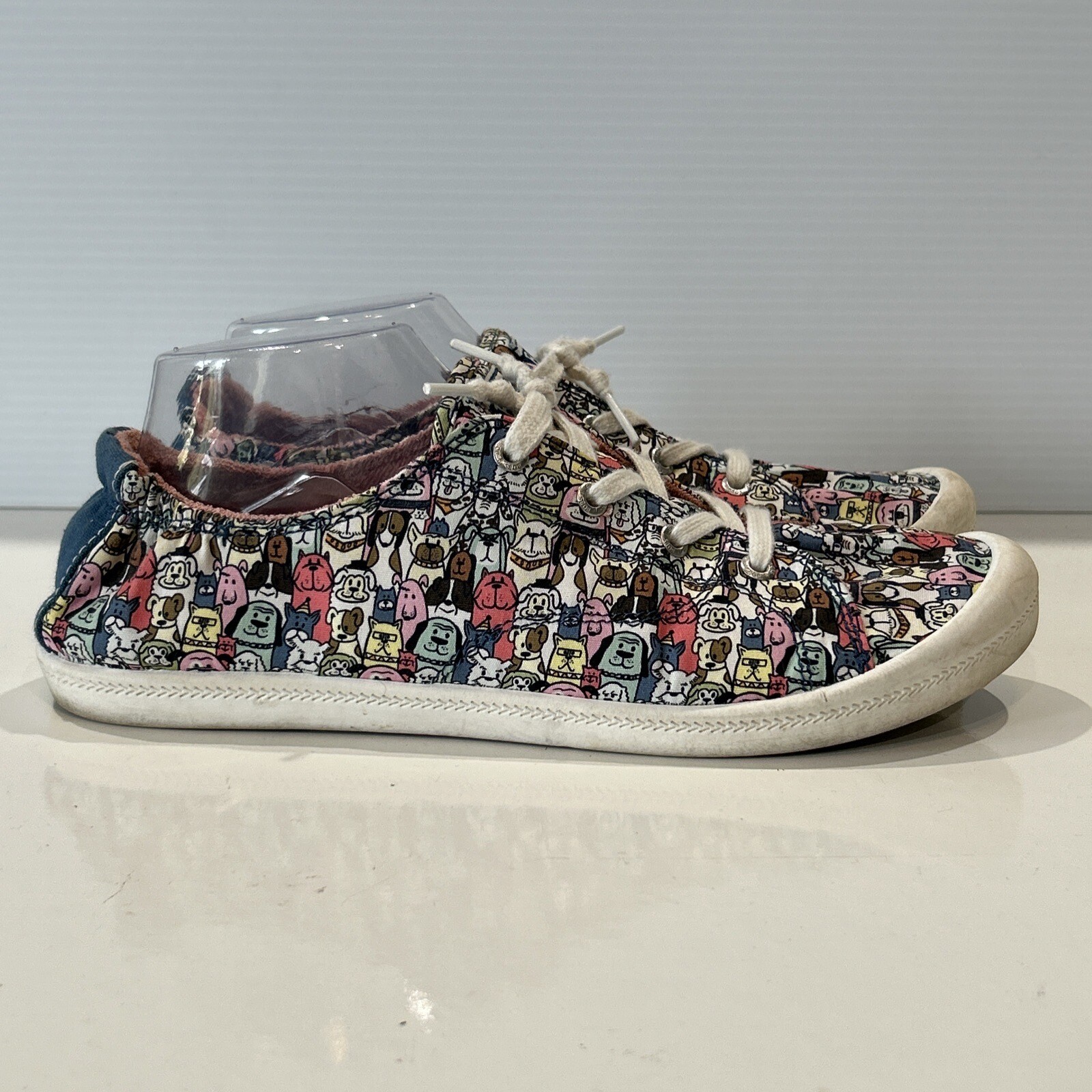 Bobs by Sketchers Womens Tennis Shoes Dog Print Lace Up Slip On Women's