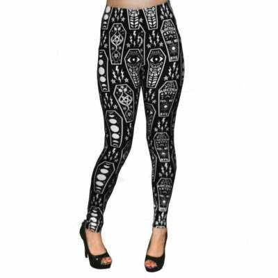 Rat Baby Dead Ghouls Coffin Cuties High Waist Leggings Womens Tattoo Clothing