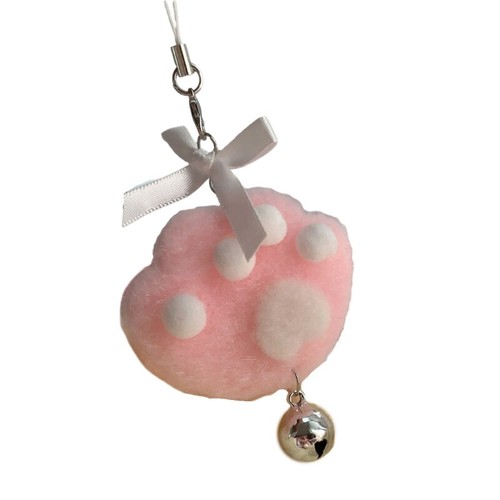 1/2pcsCat Claw Bell Bow Bag Charm Stylish Phone Pendant Plush Keychain Accessory - 第 10/10 張圖片