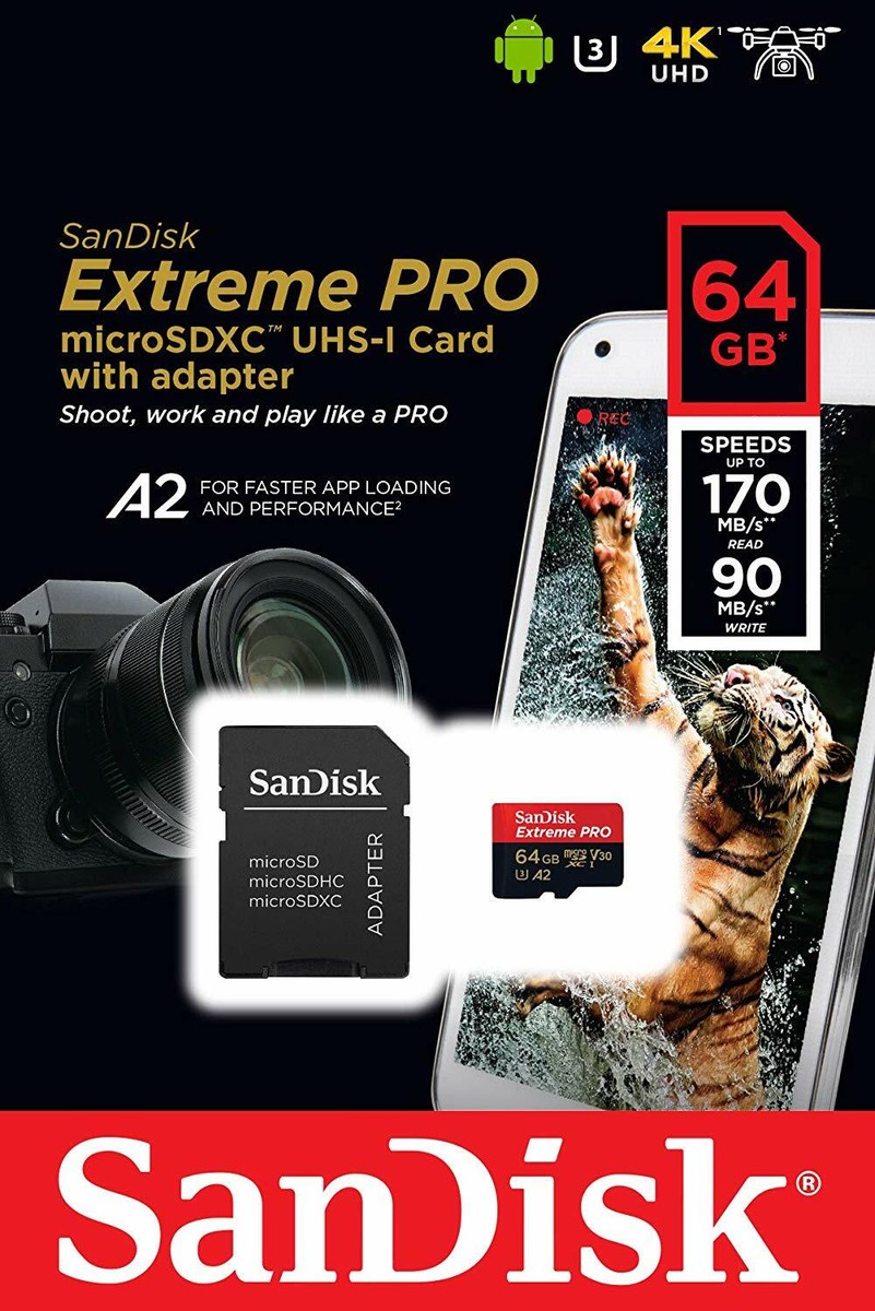 Sandisk 64GB Extreme Pro Micro SD Memory Card SDSQXCU-064G-GN6MA
