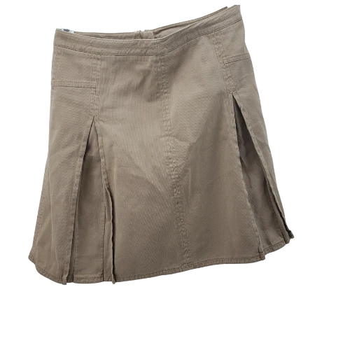 GH Bass & Co Women's Skirt Size 10 Tan Corduroy Flare Pleated Cotton - Image 2 of 4
