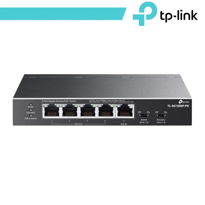 12216181 TP-Link 5-Porte Gigabit Desktop PoE+ Switch con 1-Port PoE++ In e 4-Por