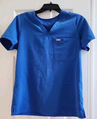 FIGS Technical Collection V-Neck Scrub Top  Blue 1-pocket Style FW1000 Women's S