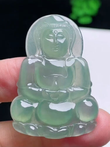 Wonderful High Icy Glassy Translucent Jadeite Jade Kwan-Yin Pendant【Grade A】0427 - Picture 1 of 5