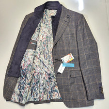 898 Robert Graham Uptown X Tailored Fit Sport Coat Men's 40 Navy Gray Check BIB