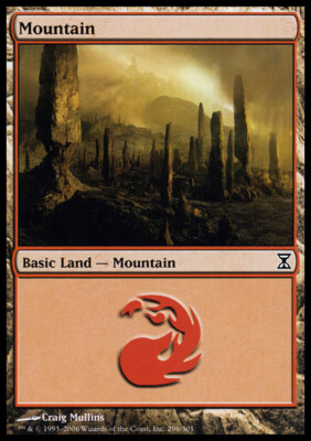 4x] Mountain (296) - Foil Slight Play, English Time Spiral MTG