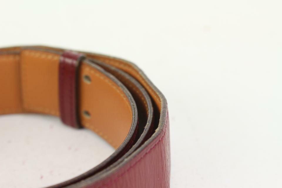 Hermès Burgundy x Brown 32mm Reversible H Logo Belt Kit