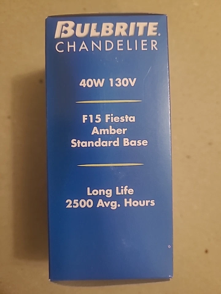 Bulbrite 40F15A 40W Fiesta Style Chandelier Bulb, Standard Base, Amber #421240 - Image 3 of 4