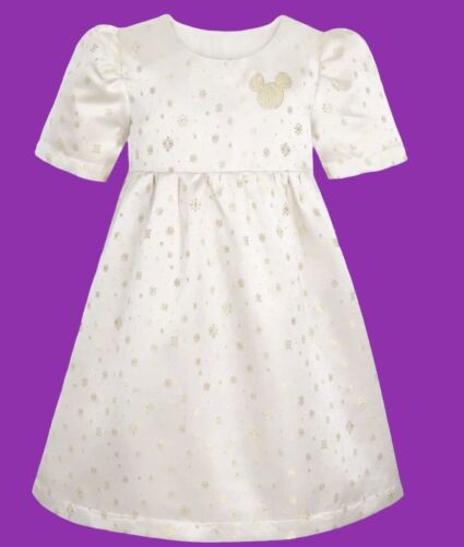 Mickey Mouse Disney Dress Icon For Girls Off White / Gold Size 4 New