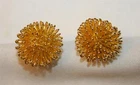 FUN!  Looped Goldtone Snowball Raised Bead Goldtone PIERCED Earrings ++++