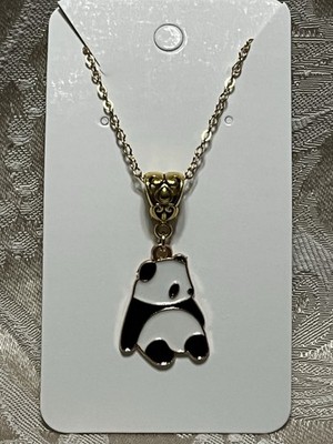 Adorable Cartoon Panda Bear Whimsical Charm Pendant Gold Fashion Necklace 18 