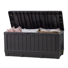 Keter Kentwood 92 Gallon Resin Deck Box-Organization and Storage for Patio Fu