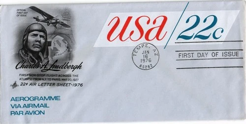 Dr Jim Stamps 22c Air Letter Sheet of 1976 First Day Issue ArtCraft Cachet