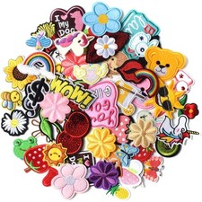 60pcs Random Fashion Patches Embroidered Stickers Lot DIY Iron On Patch Clothing