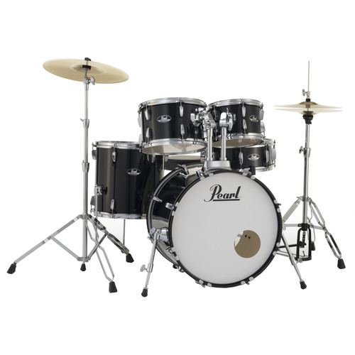 Pearl Roadshow 5-Pc Complete Drum Set w/20" Kick, Cymbals & Hardware - Jet Black